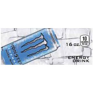 Monster Energy Ultra Blue can on ice small size flavor strip